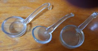 Vintage Set 3 Clear Glass Spoons Mayo Condiment Jelly Utensil Ladle Scoop
