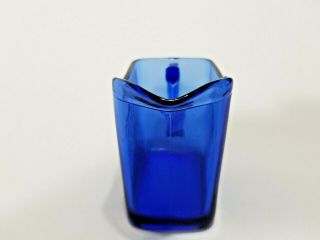 Vintage Hazel Atlas Glass Creamer Cobalt Blue Chevron Pattern 3 