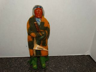Vintage 12 " Skookum Native American Indian Doll Old Man With Headband Alaska Tag