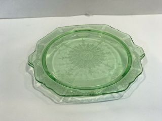 Depression Glass Green Anchor Hocking Princess Cake Plate 11 1/4 "