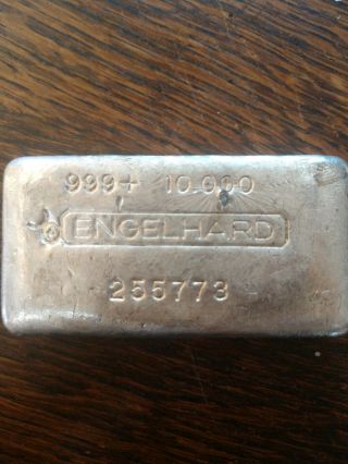 Vintage 10 Oz Engelhard Bull Logo 999 Silver Poured Bar -