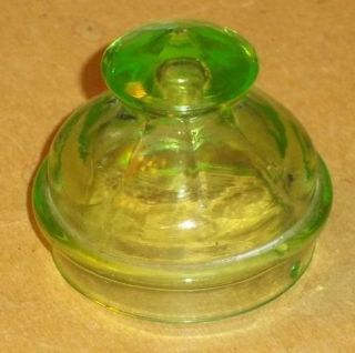 Vintage Uranium / Vaseline Glass Percolator Lid,  2 1/8 " Diameter