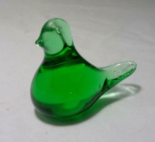 Small Green Glass Bird Figurine Paperweight