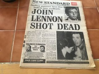 The Standard News Paper John Lennon Shot Dead Dec 9 1980