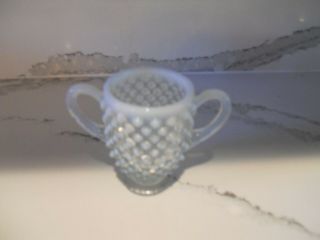 Vintage Fenton Hobnail Sugar Bowl Moonstone Glassware Handles Vase Home Decor