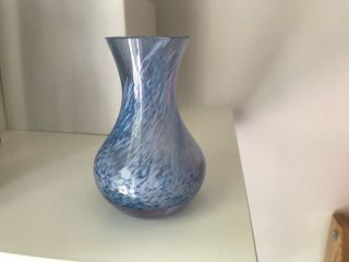 Pre - owned Caithness (Scotland) Small Blue Lilac White Swirl Glass Vase 3.  5 