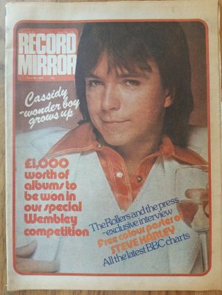 Record Mirror Newspaper June 28th 1975 David Cassidy Cover Steve Harley Poster