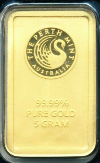 Perth Swan 5 Gram Gold Bar Assay 99.  99 Pure Gold Australia
