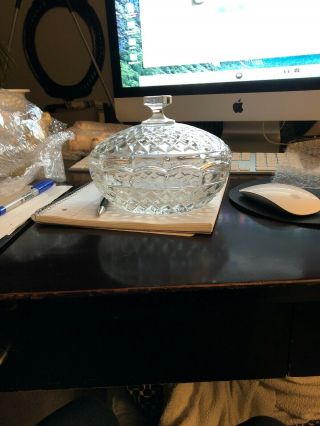 Vintage Pattern Clear Crystal Glass Candy Dish Bowl With Lid