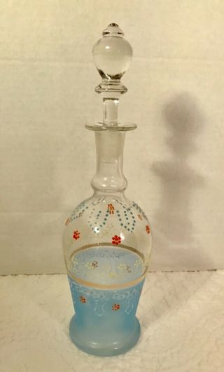 Vintage Hand Painted Bohemian Blown Glass Decanter