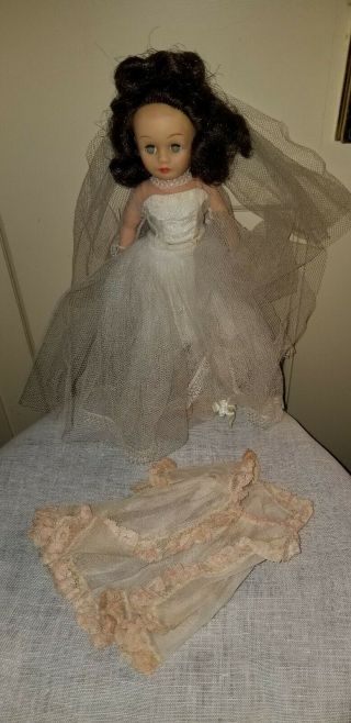 Vintage Cosmopolitan Tagged Miss Ginger Bride Doll With Robe 10 1/2 "