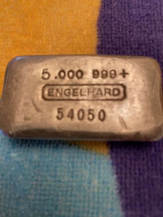Rare Vintage 5 Ounce Engelhard Bar.  999 Fine Silver Low Serial No 54050