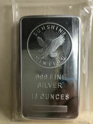 10 Oz Sunshine Minting.  999 Fine Silver Bar