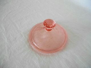 Pink Depression Glass Sugar Lid For Floral Poinsettia Sugar Bowl