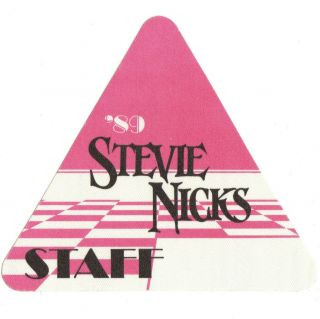 Stevie Nicks Concert Backstage Staff Pass Ticket 1989 Other Side Of The Mirror