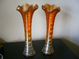 Vintage Carnival Glass Vases - Approx.  11 " In Height