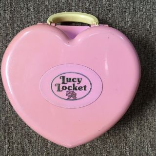 Vtg Lucy Locket Polly Pocket Large Pink Carry Case 1992 Bluebird with dolls 2