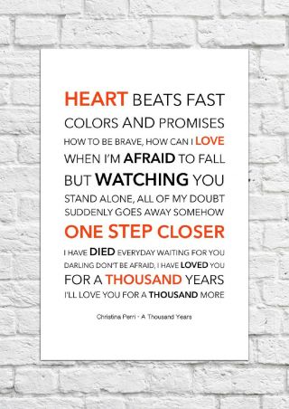 Christina Perri - A Thousand Years - Song Lyric Art Poster - A4 Size