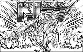 “kiss” Rock Band (set Of 12) Various Coloring Pages (volume 3) - L@@k