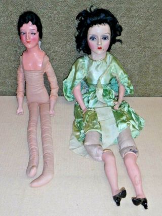 2 Antique / Vintage Boudoir Dolls - One Is Keeneye -