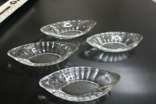 4 Vintage Clear Glass Banana Split Ice Cream Boat Dishes Servers Bowls