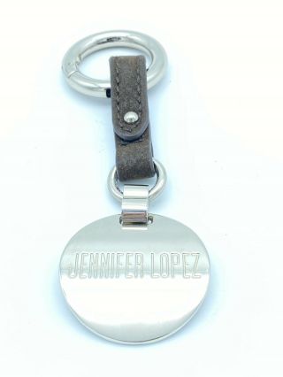 Jennifer Lopez Keychain Jlo Silver Metal With Brown Leather Strap - 5 " Long -