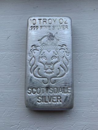 Scottsdale 10 Oz Silver Poured Lion Bar Rare On Ebay