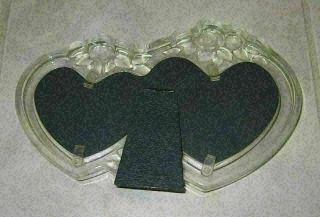 Mikasa Rosemont Frosted Roses Glass Double Heart Photo Frame - 2