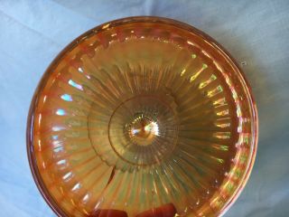 Vintage Carnival Glass Amber Iridescent Lustre Footed Lip Rim Candy Dish