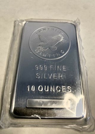 10 Oz Sunshine Silver Bullion Bar.  999 Fine Silver Usa