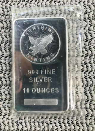10 Oz Silver Bar Sunshine.  999 Fine