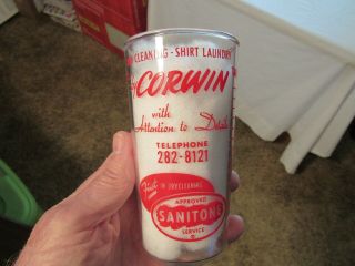 Corwin Dry Cleaning / Sanitone Service - Vintage Measuring Glass - Anchor Hocking