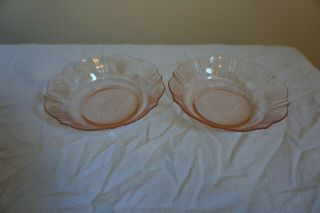 2 Macbeth Evans American Sweetheart Pink Depression Glass Soup Cereal Bowls