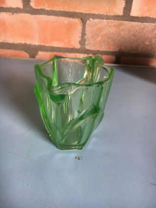 Vintage Sowerby Art Deco URANIUM GREEN milk glass jug 1920s 2