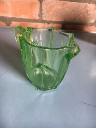 Vintage Sowerby Art Deco URANIUM GREEN milk glass jug 1920s 3