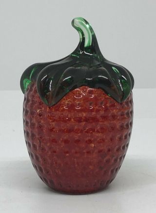Vintage Gibson Glass Strawberry Paperweight Art Glass