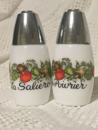 Set Of 2 Corning Ware Spice Of Life Salt & Pepper Shakers La Salier Le Poivrier