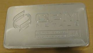 Opm Ohio Precious Metals 10 Troy Oz.  999 Fine Silver Bar