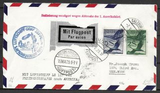 Austria Covers 1929 Zeppelin Airmail Cover And Postmark Abbruch 1.  Amerikafahrt