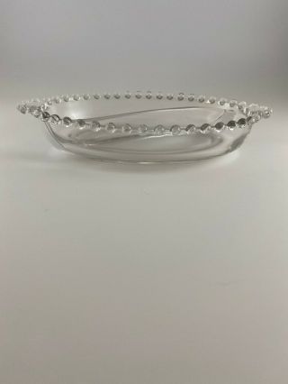 Vintage Candlewick Divided Oval Relish Dish Lugged Handles Beaded Edge 6.  5 x 4.  5 3