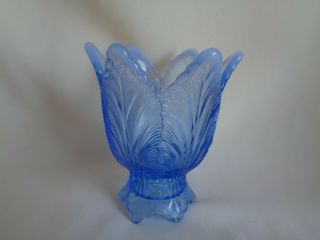Vintage Blue Opalescent Glass Candle Holder