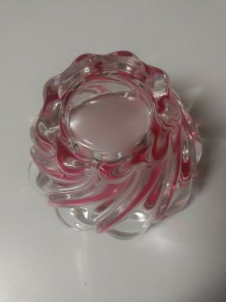 QUALITY Mikasa Crystal Glass & Peppermint Red Swirl Candy Bowl 3