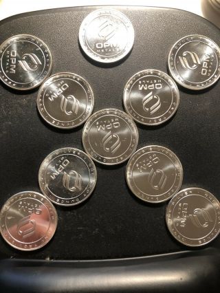 10 - 1 Oz Silver Coins - Opm.  999 Fine Silver Ohio Precious Metal Usa