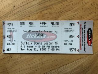 Bjork Concert Ticket Stub 2003