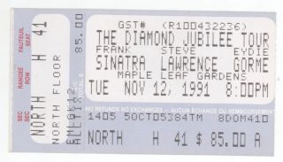 Frank Sinatra Steve Lawrence Eydie Gorme Toronto Ont Canada Concert Ticket Stub