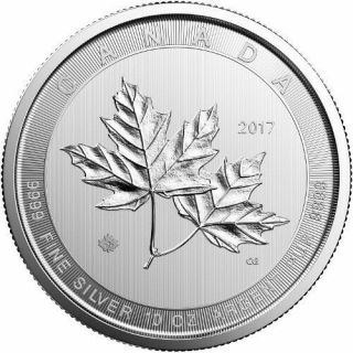 2017 Canada 10 Oz Silver $50 Magnificent Maple Leaves Bu