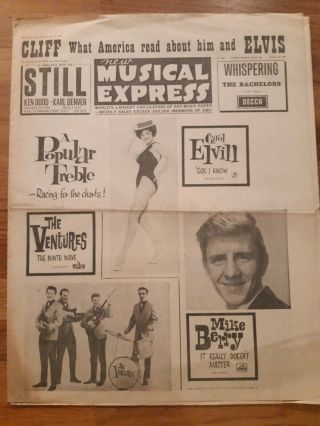 Nme Music Newspaper August 16th 1963 Mike Berry George Harrison Artical.