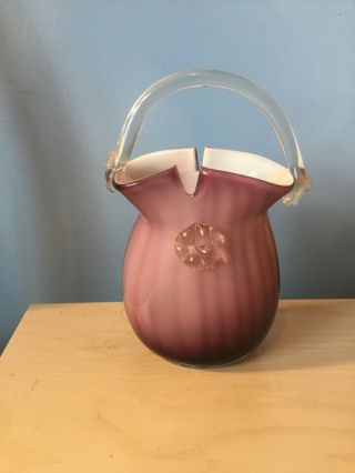 Vintage Murano Style Hand Blown Art Glass Handbag Vase