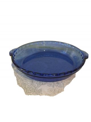 Vintage Pyrex Cobalt Blue 9 1/2 Inch Fluted Pie Dish
