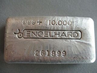 Vintage 10 Oz Engelhard Bull Logo 999 Silver Poured Bar - Mintage 261899